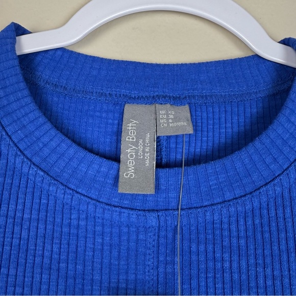 Sweaty Betty Ribbed Midi Dress Short Sleeves Lightning Blue Size XS - Picture 7 of 11